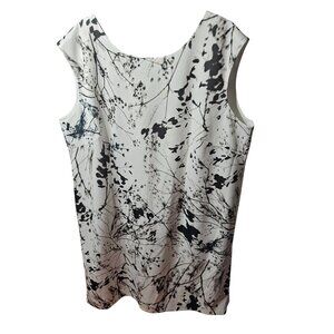 Tahari Arthur S. Levine White & Black Floral Print Sleeveless Sheath Dress Size